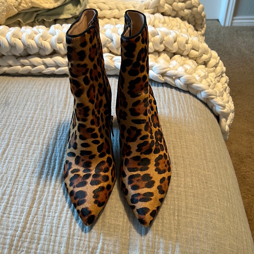 JCREW CHEETAH HEELED BOOTS